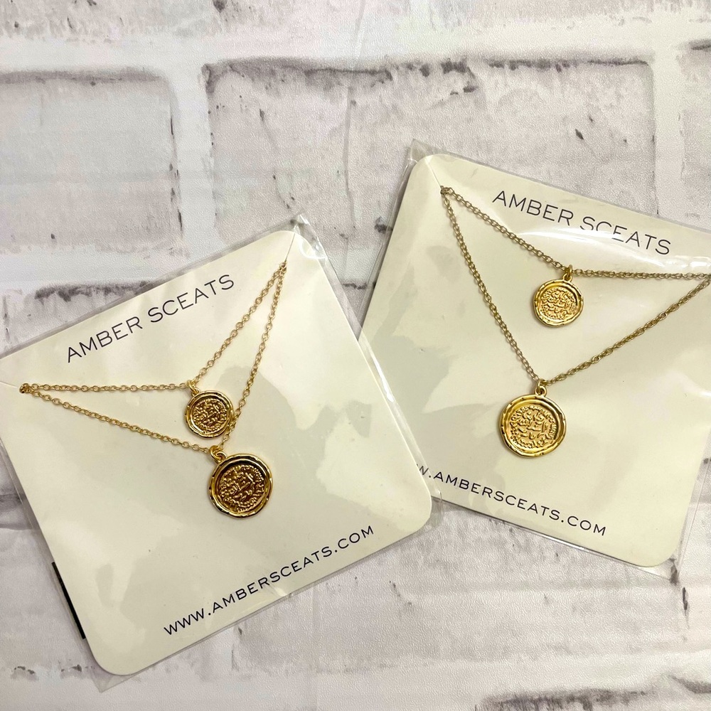 2 Amber Sceats Double Coin Necklaces